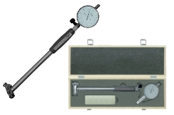 Innenmessgeräte mit wechselbaren Tastbolzen, Messflächen aus Hartmetall, mit analoger Messuhr. Messbereiche von 6 mm bis 250 mm, abhängig vom Typ.