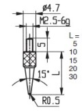 Messeinsatz Stahl 3,5 mm Ø KA573-15-L5