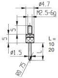 Messeinsatz Hartmetallbestückt Ø 1,5mm / L 10mm KA573-44H-L10