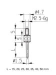 Messeinsatz Stahl 15 mm lang KA573-14-15